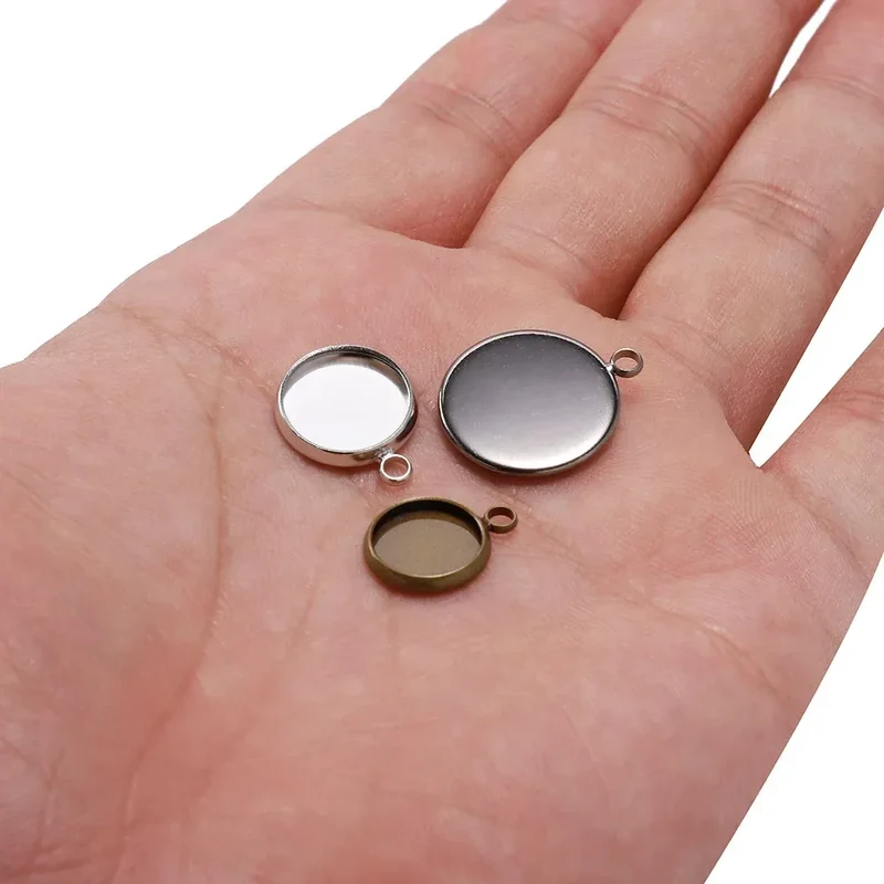 8 10 12 14 16 18 20 25mm Round Cabochon Base Tray Bezels Blank Setting Supplies For DIY Jewelry Making Findings Bracelet Pendant