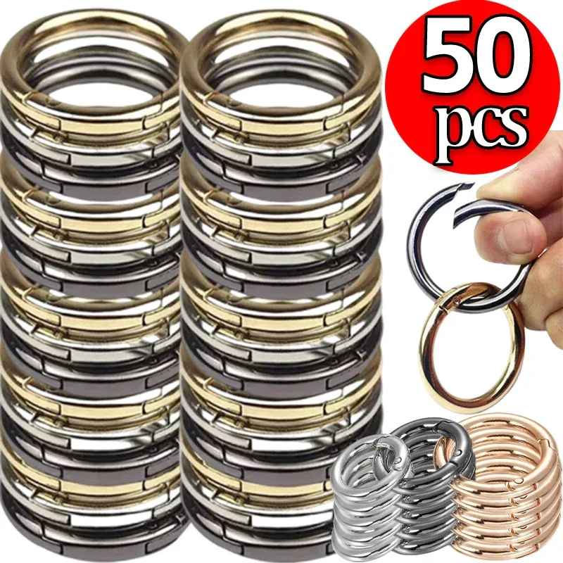 10/50pcs Metal O Ring Spring Clasps for DIY Jewelry Openable Round Carabiner Keychain Bag Clips Hook Dog Chain Buckles Connector