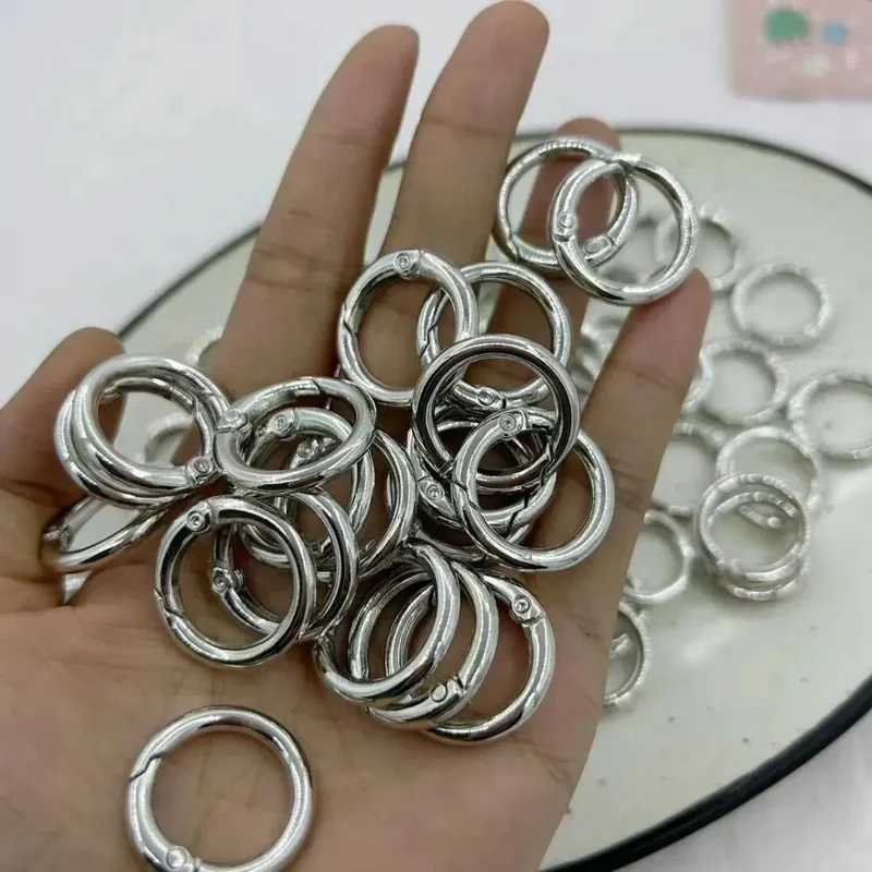 10/50pcs Metal O Ring Spring Clasps for DIY Jewelry Openable Round Carabiner Keychain Bag Clips Hook Dog Chain Buckles Connector