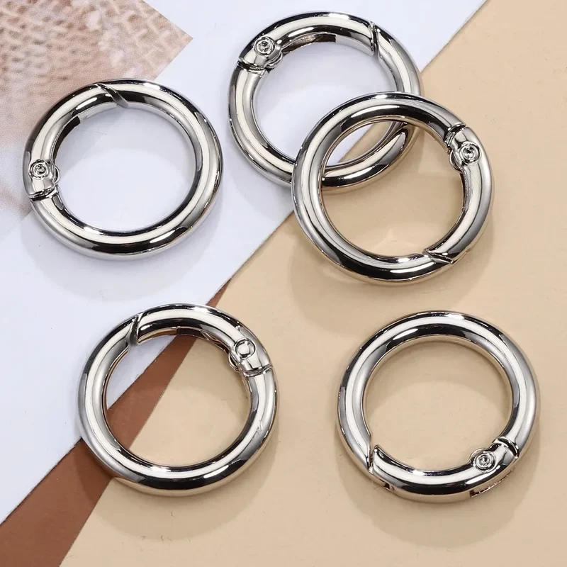 10/50pcs Metal O Ring Spring Clasps for DIY Jewelry Openable Round Carabiner Keychain Bag Clips Hook Dog Chain Buckles Connector