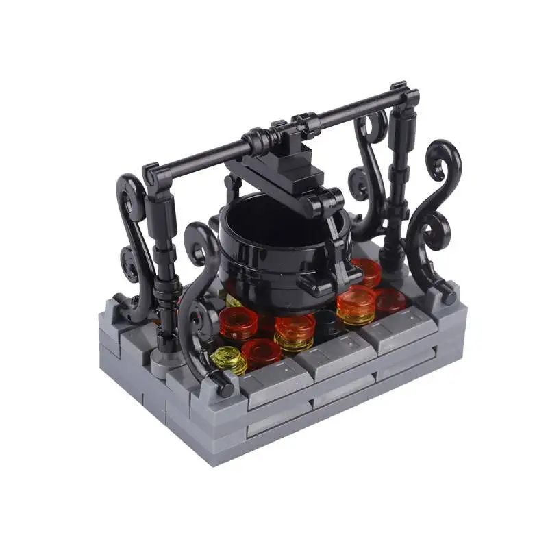 MOC Medieval Campfire Building Block Flame Wave Candle Transparent Wine Bottle Educational Toy Compatible Accessories Brick K054