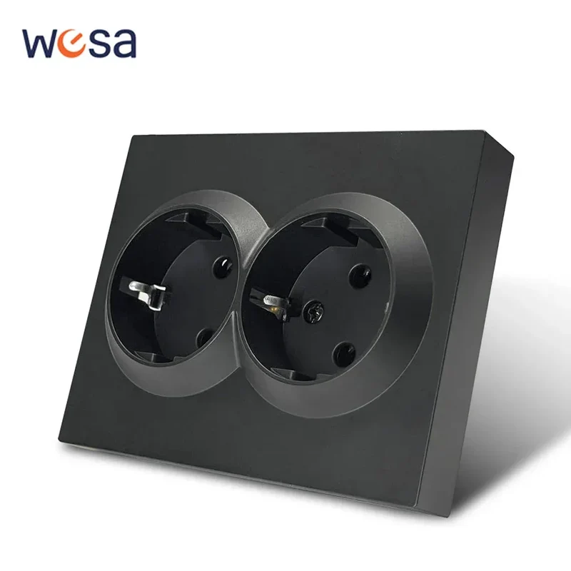 Black 250V With Ground Paint Plastic Plugs Socket AC EU Standard Flame Retardant Electrical Outlets Classic Wall Embedded Socket