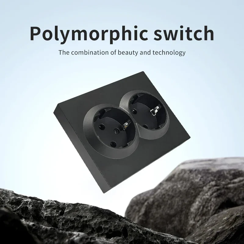 Black 250V With Ground Paint Plastic Plugs Socket AC EU Standard Flame Retardant Electrical Outlets Classic Wall Embedded Socket