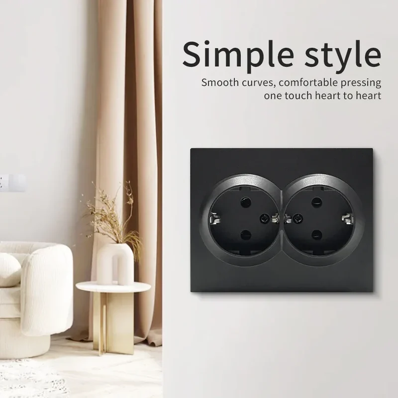 Black 250V With Ground Paint Plastic Plugs Socket AC EU Standard Flame Retardant Electrical Outlets Classic Wall Embedded Socket