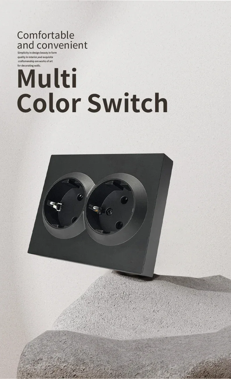 Black 250V With Ground Paint Plastic Plugs Socket AC EU Standard Flame Retardant Electrical Outlets Classic Wall Embedded Socket