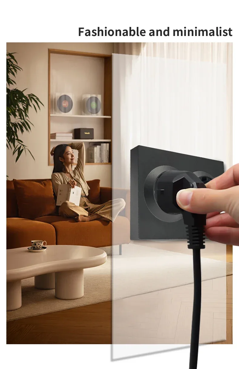 Black 250V With Ground Paint Plastic Plugs Socket AC EU Standard Flame Retardant Electrical Outlets Classic Wall Embedded Socket