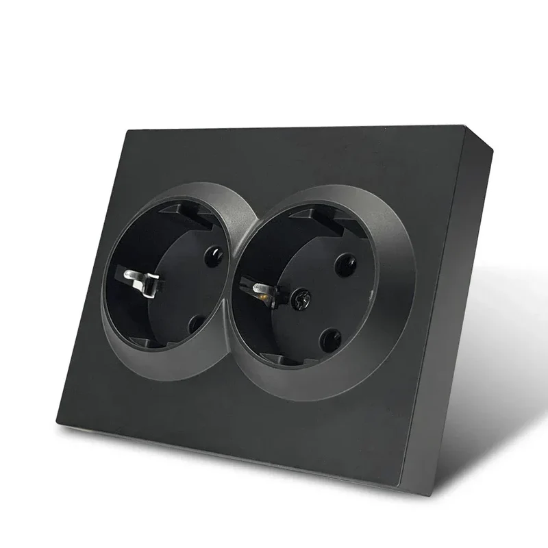 Black 250V With Ground Paint Plastic Plugs Socket AC EU Standard Flame Retardant Electrical Outlets Classic Wall Embedded Socket