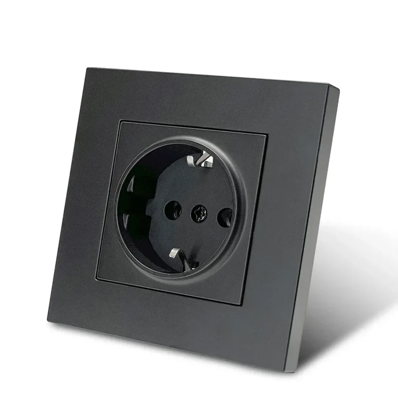 Black 250V With Ground Paint Plastic Plugs Socket AC EU Standard Flame Retardant Electrical Outlets Classic Wall Embedded Socket