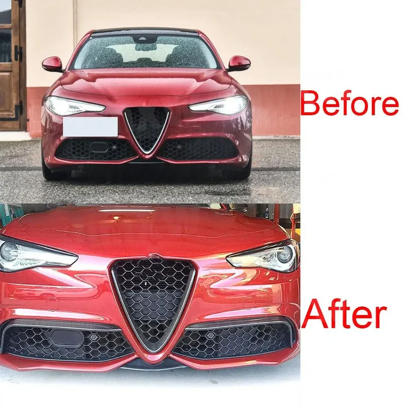 Carbon Fiber FRP Fog Lamp Bumper Fins Trims Decoration for Alfa Romeo Giulia 2016 2017 2018 2019 Sport Standard Car Accessories