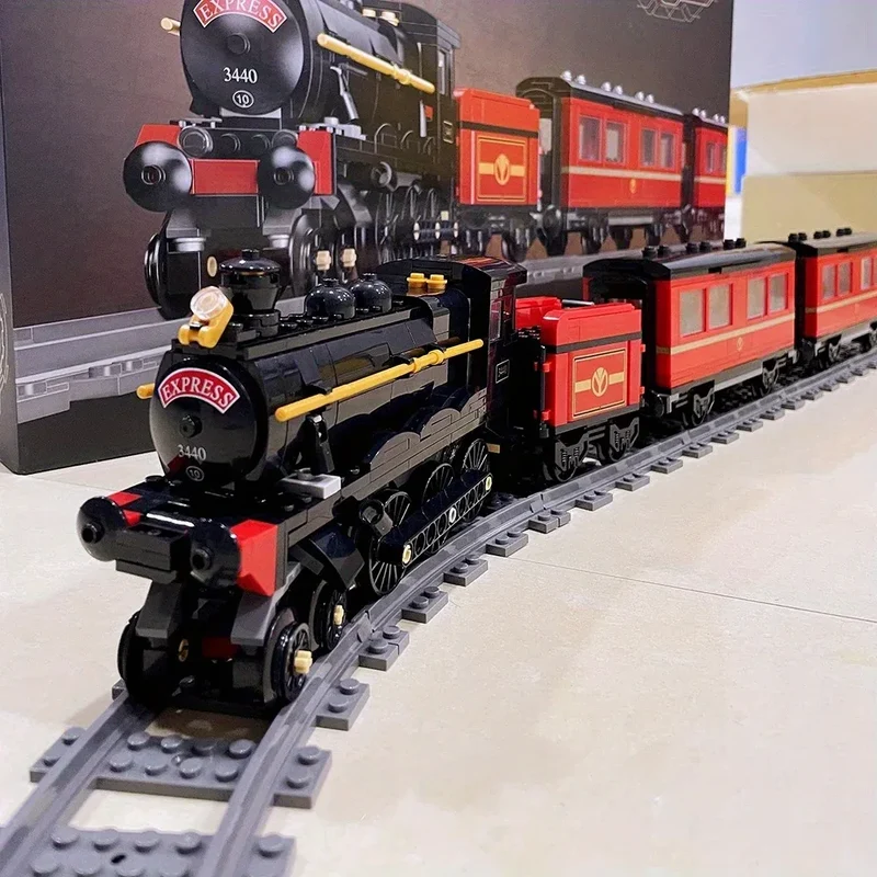 Track electric train city train model puzzle building block toy assemble and insert toy gift