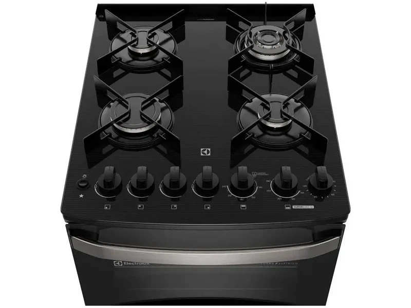 4 Stove with Electrolux Glass Table Black with