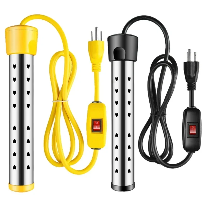 Fast Acting Heater 1500W Electric Water Heater Stainless Steel Texture Home and Office Travel Heater Suitable for Pools