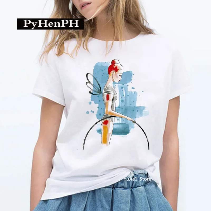 Gymnast Dancer T Shirt Fashion Gymnast Artistic Gymnastics Printed T-shirt for Women Parent-child Clothing Oversized T Shirt