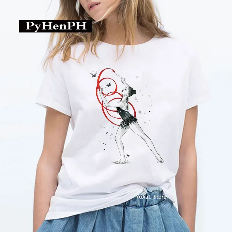 Gymnast Dancer T Shirt Fashion Gymnast Artistic Gymnastics Printed T-shirt for Women Parent-child Clothing Oversized T Shirt
