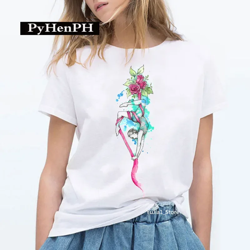 Gymnast Dancer T Shirt Fashion Gymnast Artistic Gymnastics Printed T-shirt for Women Parent-child Clothing Oversized T Shirt