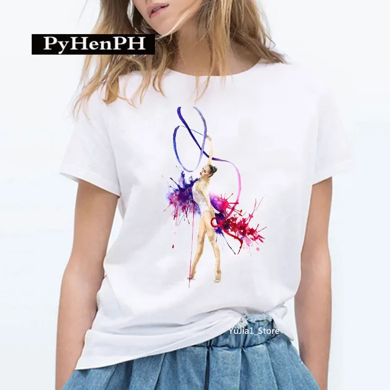 Gymnast Dancer T Shirt Fashion Gymnast Artistic Gymnastics Printed T-shirt for Women Parent-child Clothing Oversized T Shirt