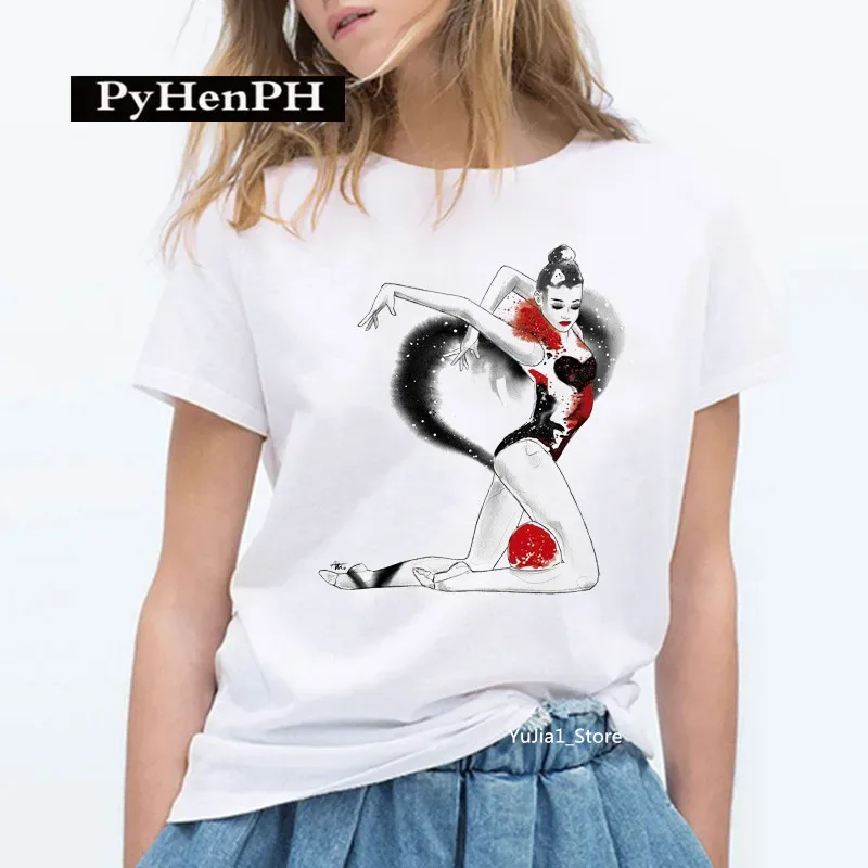 Gymnast Dancer T Shirt Fashion Gymnast Artistic Gymnastics Printed T-shirt for Women Parent-child Clothing Oversized T Shirt