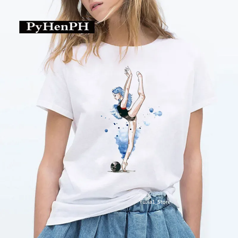 Gymnast Dancer T Shirt Fashion Gymnast Artistic Gymnastics Printed T-shirt for Women Parent-child Clothing Oversized T Shirt