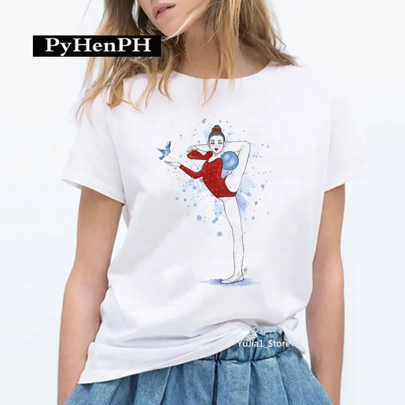 Gymnast Dancer T Shirt Fashion Gymnast Artistic Gymnastics Printed T-shirt for Women Parent-child Clothing Oversized T Shirt