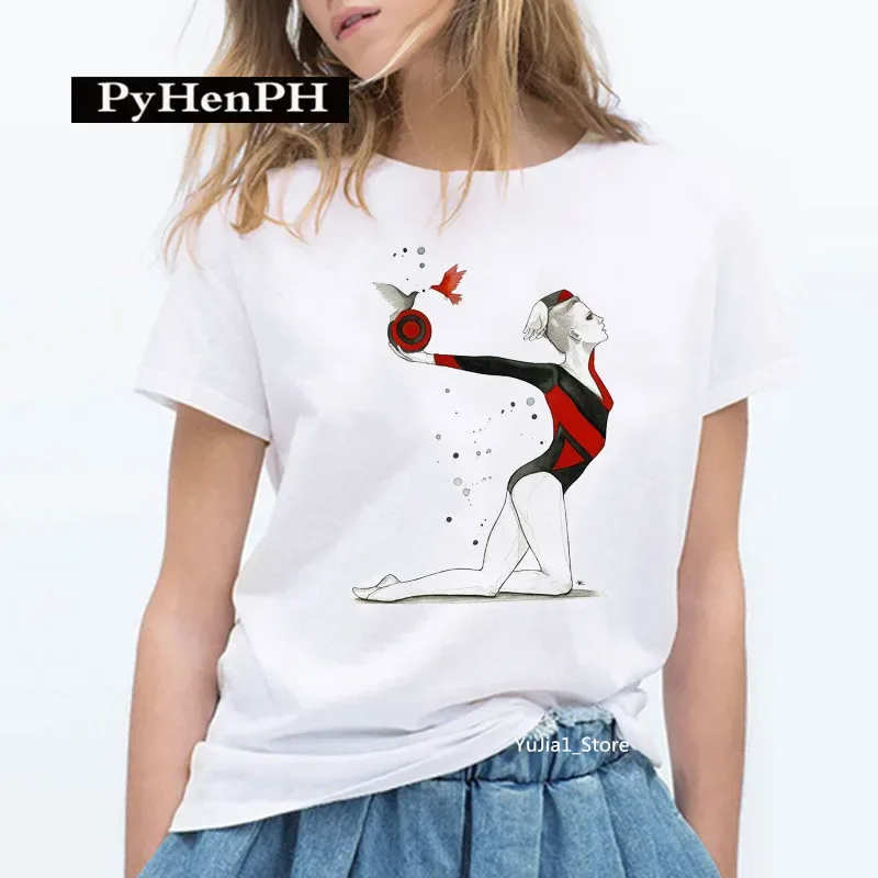 Gymnast Dancer T Shirt Fashion Gymnast Artistic Gymnastics Printed T-shirt for Women Parent-child Clothing Oversized T Shirt