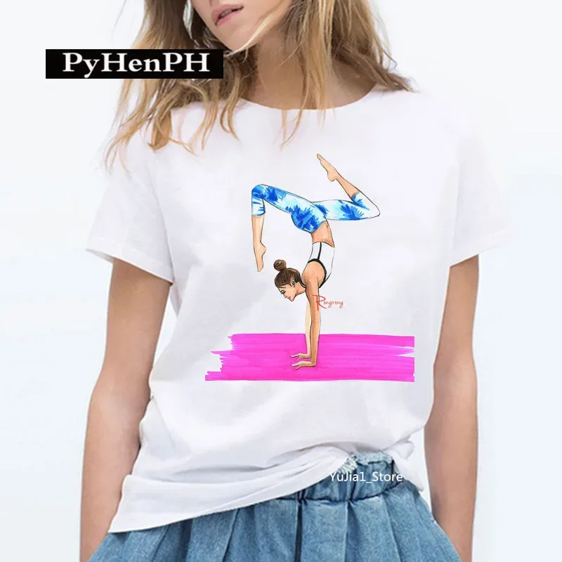 Gymnast Dancer T Shirt Fashion Gymnast Artistic Gymnastics Printed T-shirt for Women Parent-child Clothing Oversized T Shirt