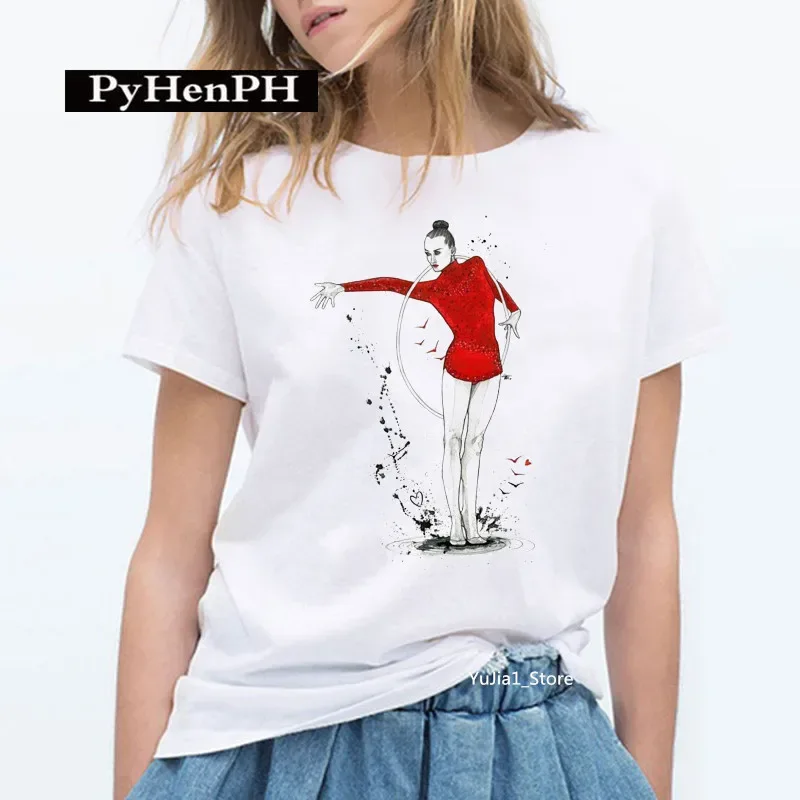 Gymnast Dancer T Shirt Fashion Gymnast Artistic Gymnastics Printed T-shirt for Women Parent-child Clothing Oversized T Shirt