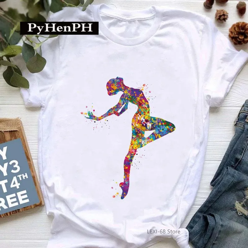 Gymnast Dancer T Shirt Fashion Gymnast Artistic Gymnastics Printed T-shirt for Women Parent-child Clothing Oversized T Shirt