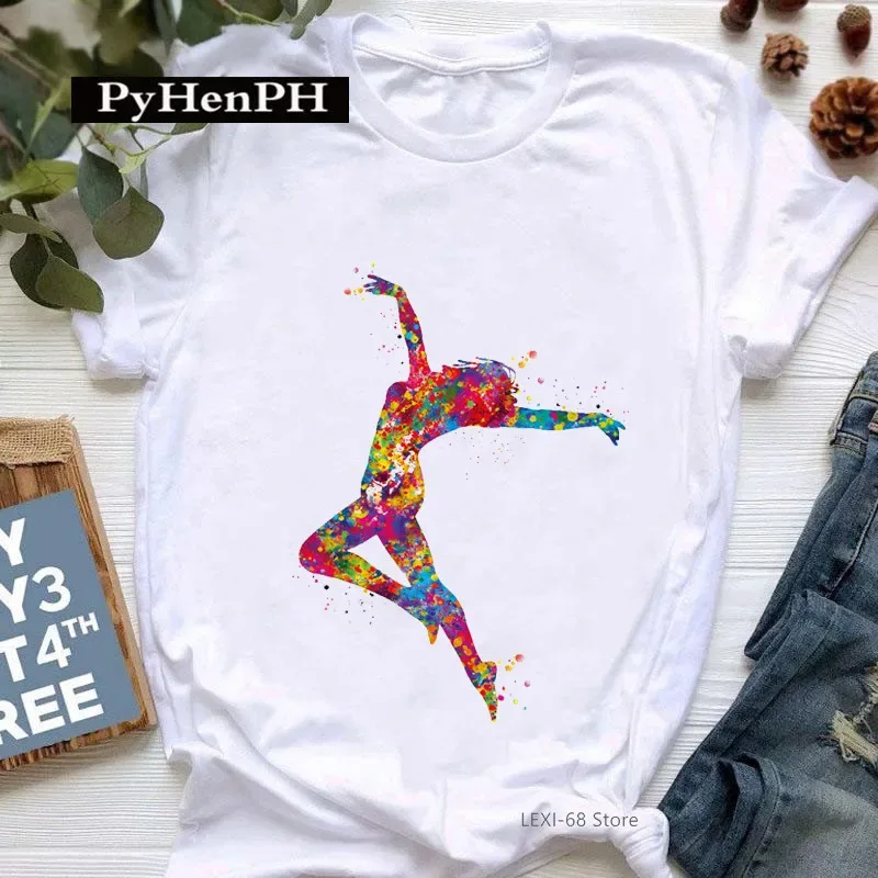 Gymnast Dancer T Shirt Fashion Gymnast Artistic Gymnastics Printed T-shirt for Women Parent-child Clothing Oversized T Shirt