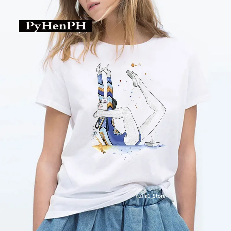 Gymnast Dancer T Shirt Fashion Gymnast Artistic Gymnastics Printed T-shirt for Women Parent-child Clothing Oversized T Shirt