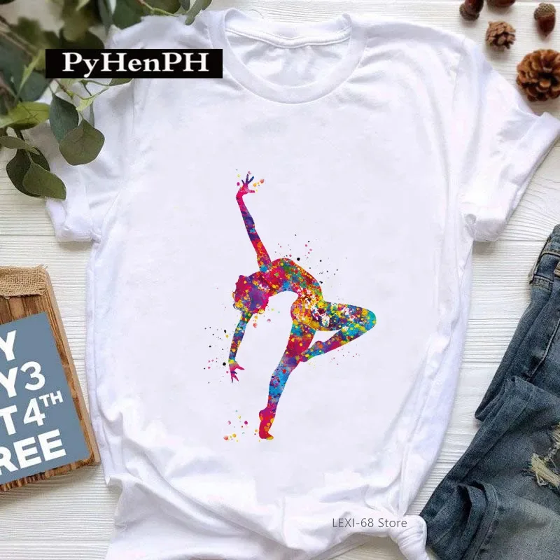 Gymnast Dancer T Shirt Fashion Gymnast Artistic Gymnastics Printed T-shirt for Women Parent-child Clothing Oversized T Shirt