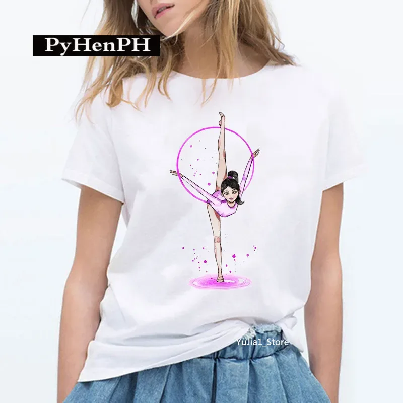 Gymnast Dancer T Shirt Fashion Gymnast Artistic Gymnastics Printed T-shirt for Women Parent-child Clothing Oversized T Shirt
