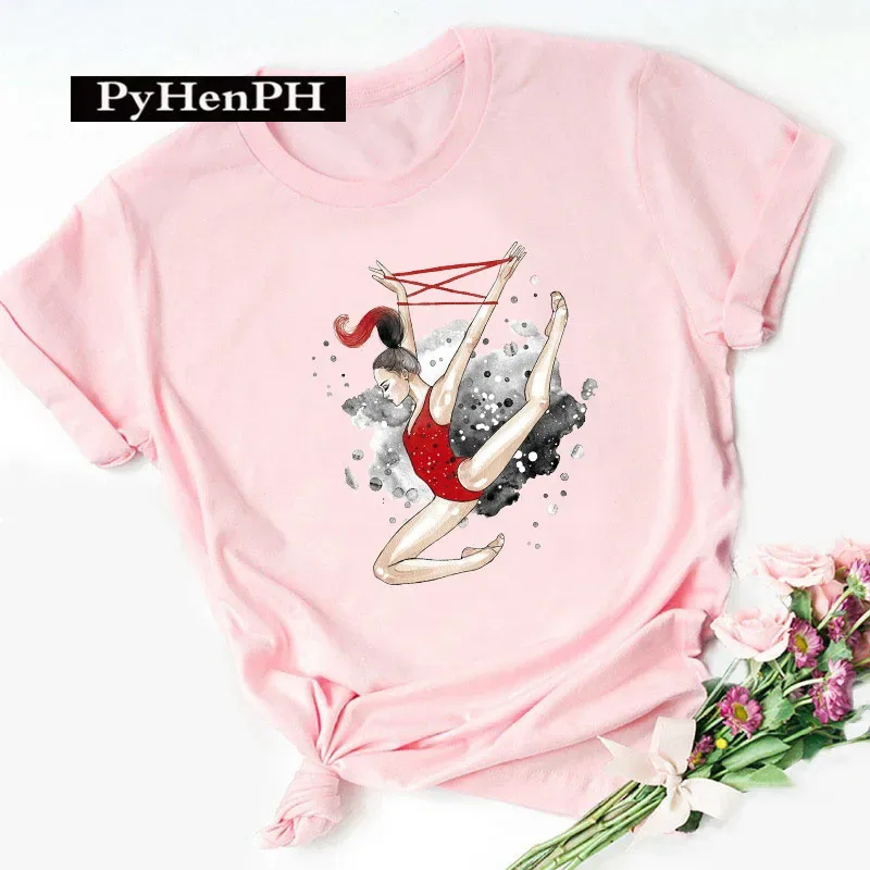 Gymnast Dancer T Shirt Fashion Gymnast Artistic Gymnastics Printed T-shirt for Women Parent-child Clothing Oversized T Shirt
