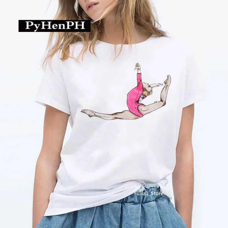 Gymnast Dancer T Shirt Fashion Gymnast Artistic Gymnastics Printed T-shirt for Women Parent-child Clothing Oversized T Shirt