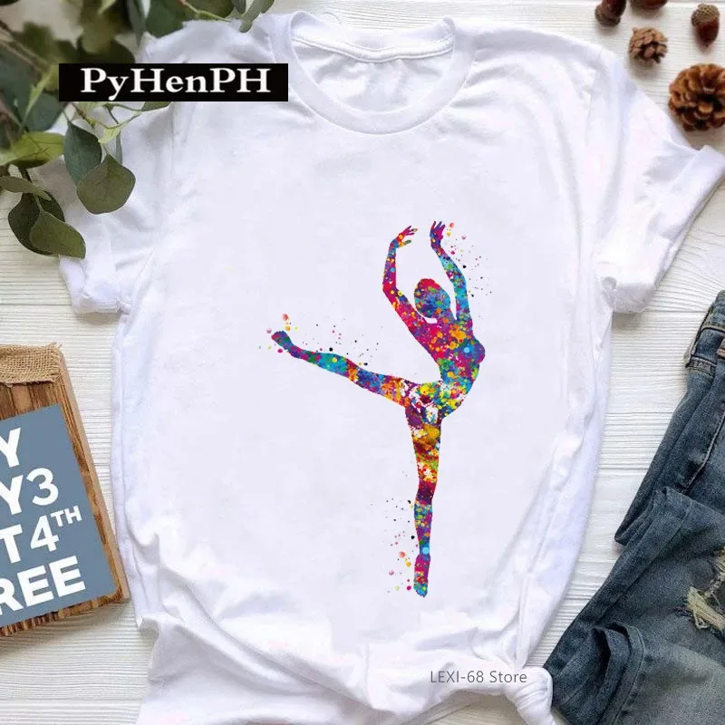 Gymnast Dancer T Shirt Fashion Gymnast Artistic Gymnastics Printed T-shirt for Women Parent-child Clothing Oversized T Shirt