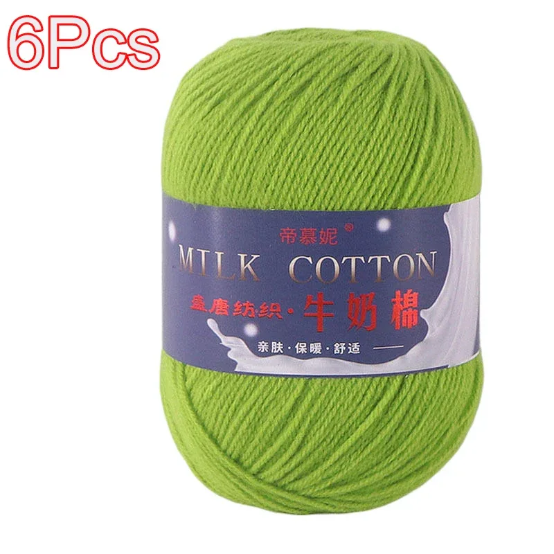 6Pcs Dyed Milk Sweet Soft Cotton Crochet Wool Yarn Thick Yarn Fiber Hand Knitting Wool Crochet Yarn Threads for DIY Sweater