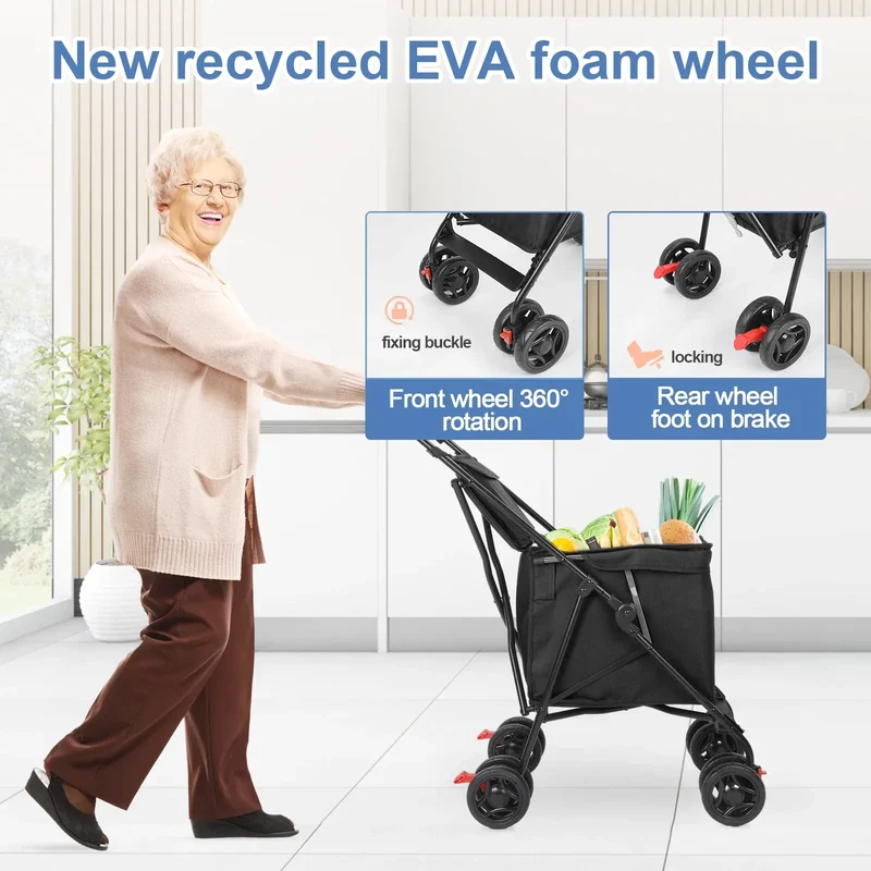 Multifunctional Cart Folding Portable Durable Lightweight Market Purchase Bag Trolley,Pet Stroller,For Picnic