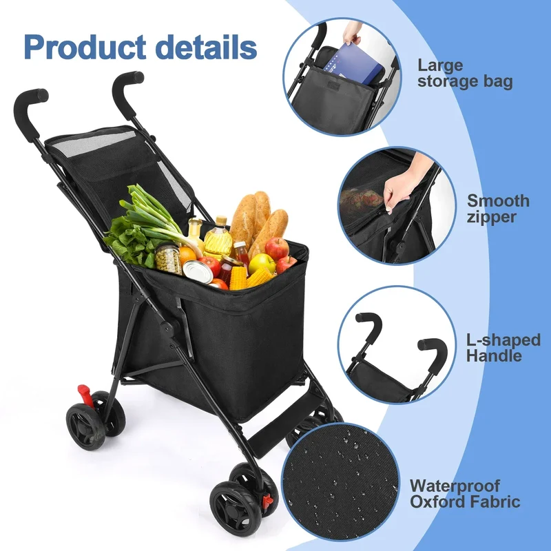 Multifunctional Cart Folding Portable Durable Lightweight Market Purchase Bag Trolley,Pet Stroller,For Picnic