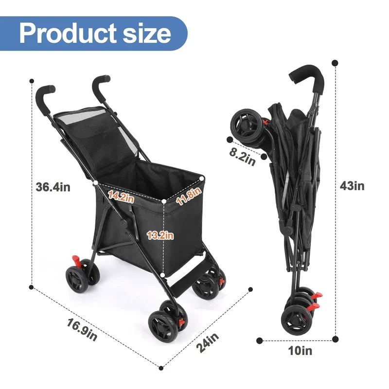Multifunctional Cart Folding Portable Durable Lightweight Market Purchase Bag Trolley,Pet Stroller,For Picnic