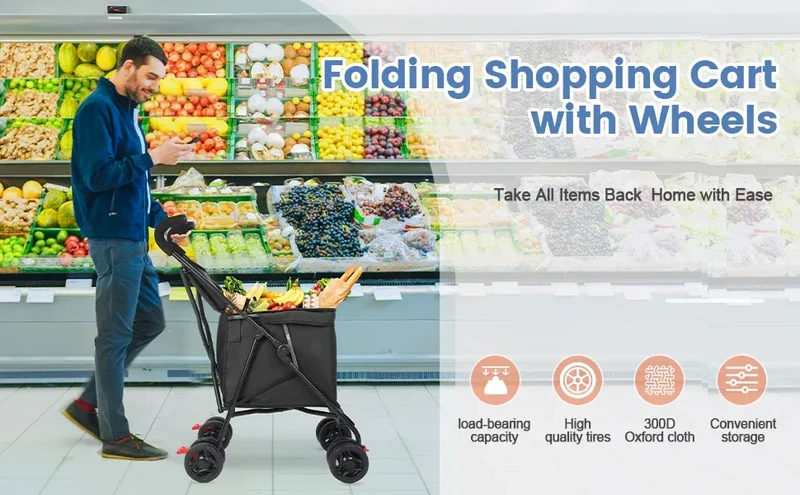 Multifunctional Cart Folding Portable Durable Lightweight Market Purchase Bag Trolley,Pet Stroller,For Picnic