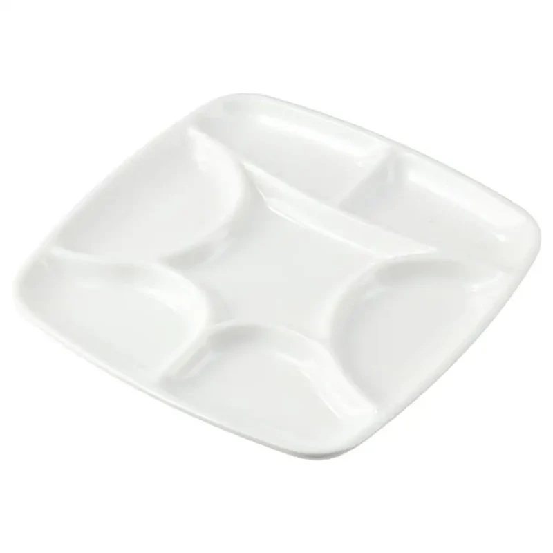 7-Will Square Paint Palette,White Ceramic Artist Paint Palette for Watercolor Painting, Palette Oil Painting