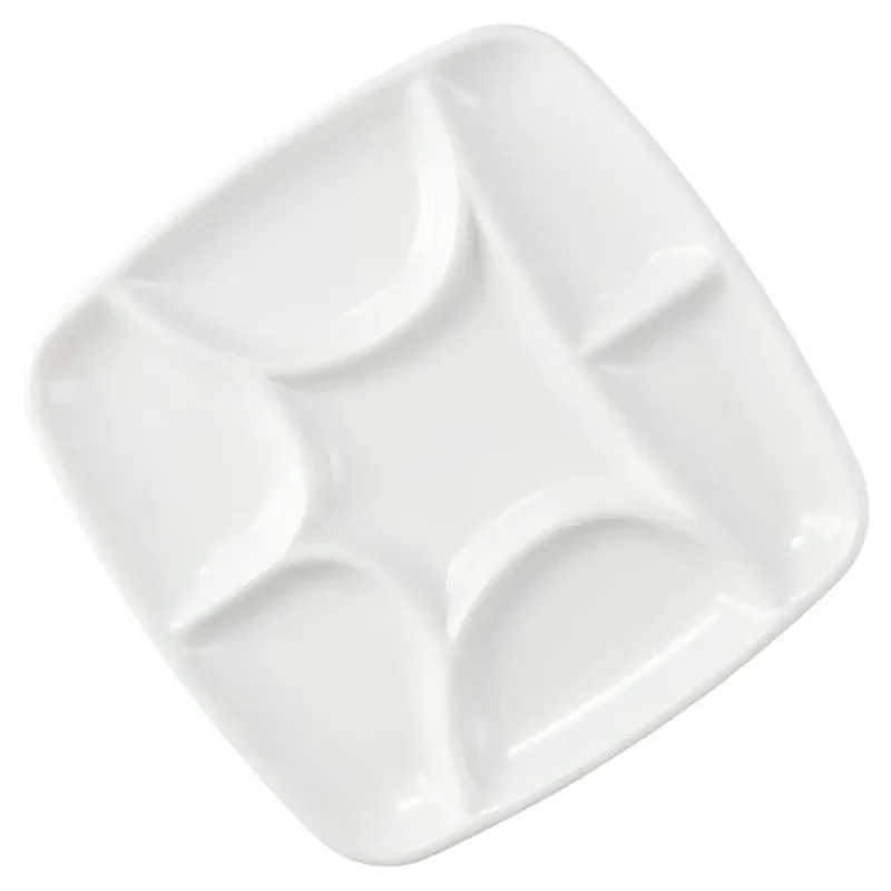 7-Will Square Paint Palette,White Ceramic Artist Paint Palette for Watercolor Painting, Palette Oil Painting