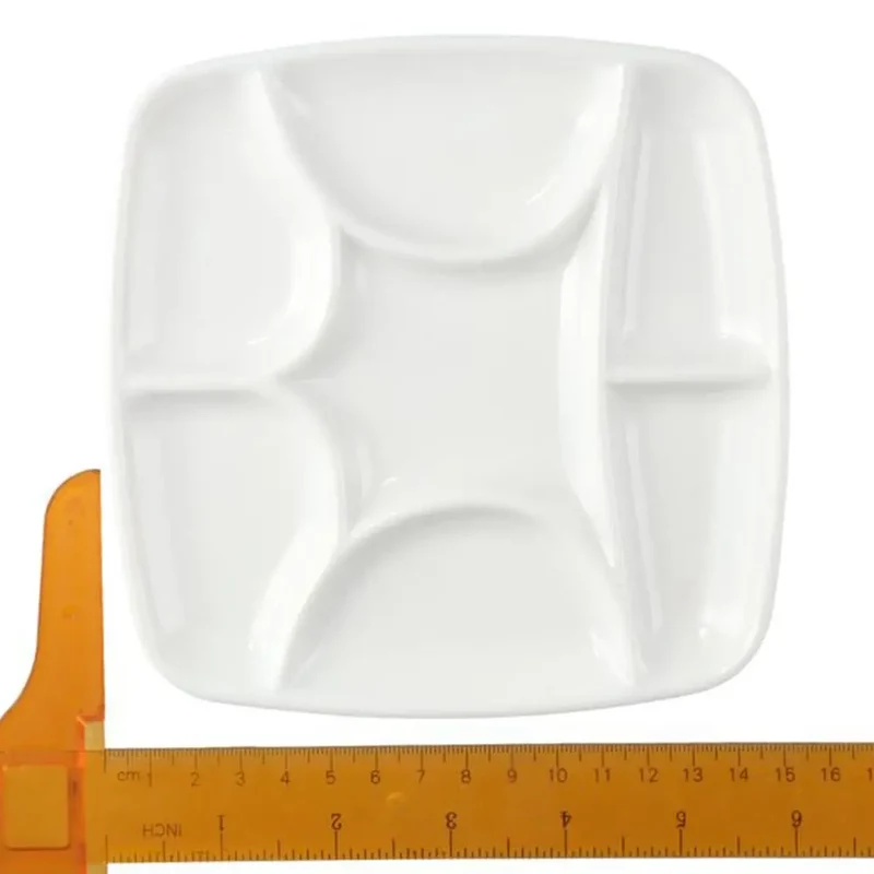 7-Will Square Paint Palette,White Ceramic Artist Paint Palette for Watercolor Painting, Palette Oil Painting