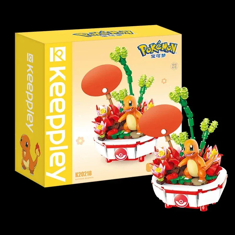 Pokemon Building Block Pikachu Charmander Squirtle Model Toy Home Decoration Plant Potted Flower Brick Girl Toy Child Gift