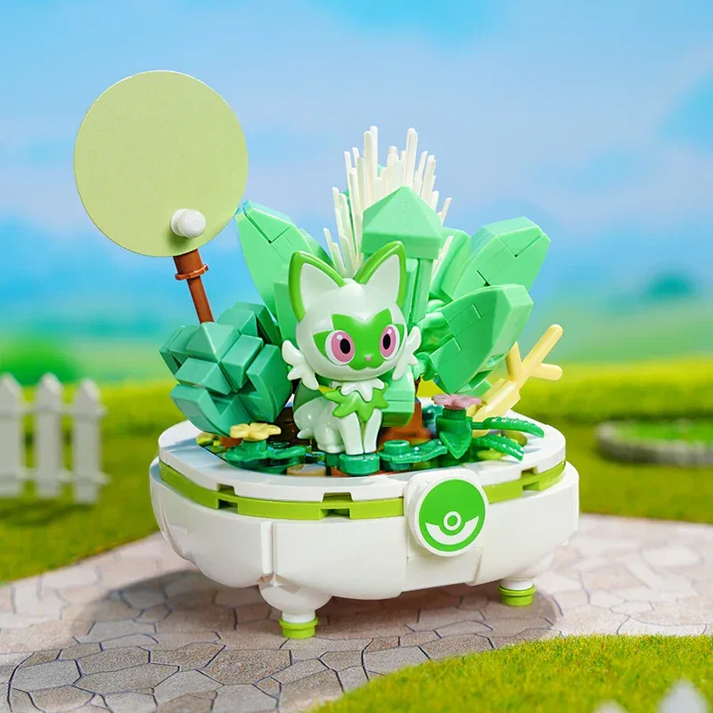 Pokemon Building Block Pikachu Charmander Squirtle Model Toy Home Decoration Plant Potted Flower Brick Girl Toy Child Gift