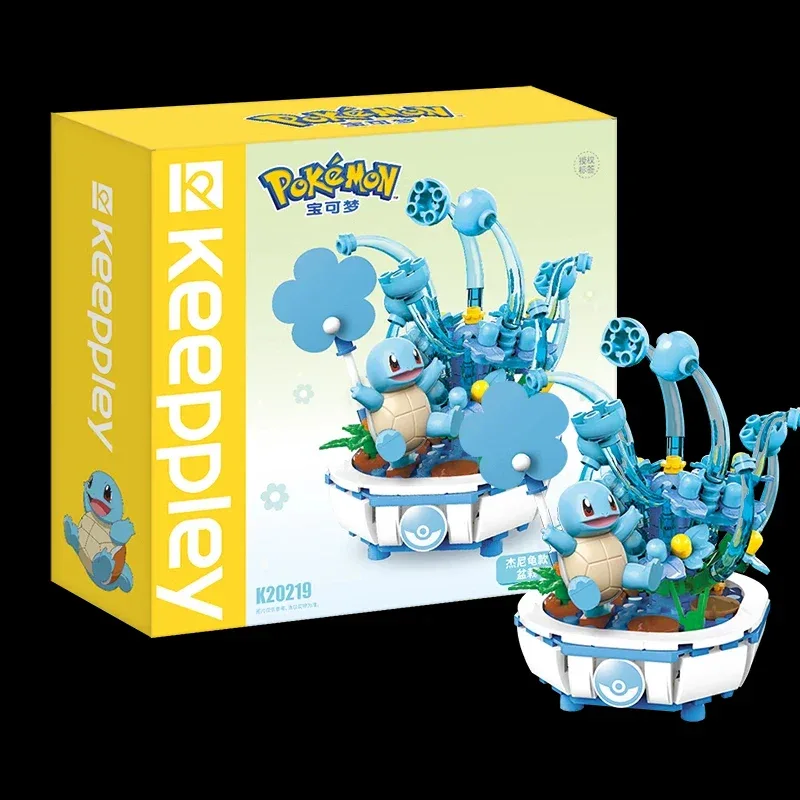 Pokemon Building Block Pikachu Charmander Squirtle Model Toy Home Decoration Plant Potted Flower Brick Girl Toy Child Gift