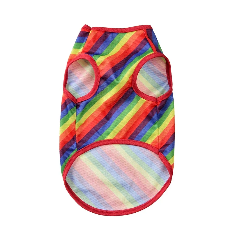 Breathable Dog Clothes For Small Medium Dogs Cats Summer Creative Rainbow Print Puppy Vest T-shirt Schnauzer Pug Pet Costume
