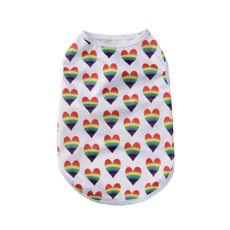 Breathable Dog Clothes For Small Medium Dogs Cats Summer Creative Rainbow Print Puppy Vest T-shirt Schnauzer Pug Pet Costume
