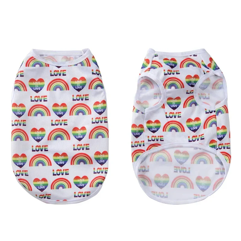 Breathable Dog Clothes For Small Medium Dogs Cats Summer Creative Rainbow Print Puppy Vest T-shirt Schnauzer Pug Pet Costume
