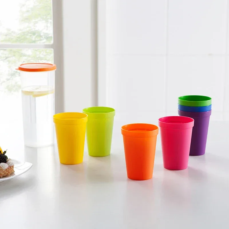 7pcs Rainbow Plastic Cups Set Reusable Water Mug Picnic Travel Trendy Funny Portable Rainbow Suit Cup Party Kids Drink Cup