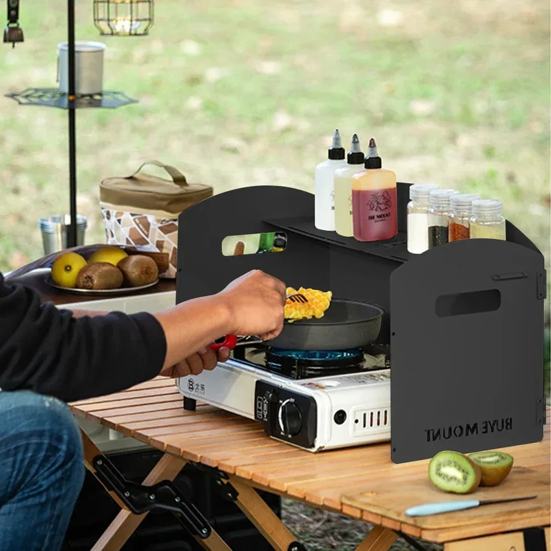 Four-Fold Gas Stove Windproof Screen Foldable Gas Stove Windshield Portable Camping Picnic Cooking Burner Wind Shield for BBQ